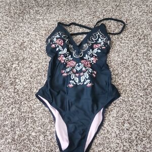 Embroidered Floral Swimsuit